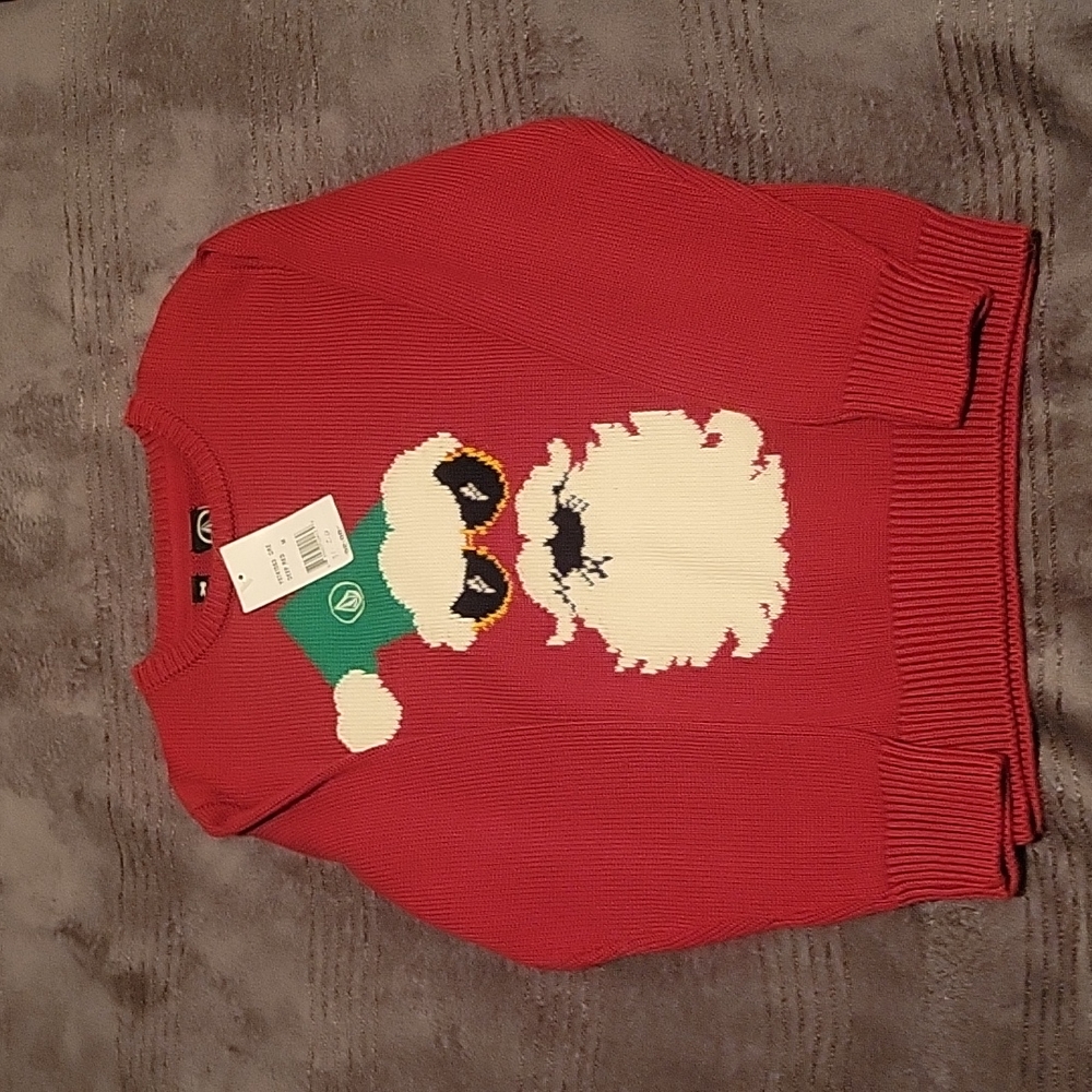 Boys Christmas Holiday sweater by Volcom with cool santa